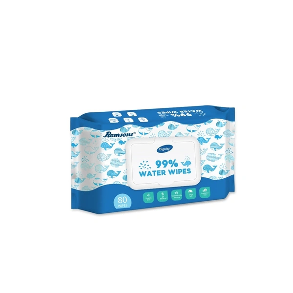 Romsons Dignity 99% Water Wipes80 Wipes/Pack - 80 Pcs