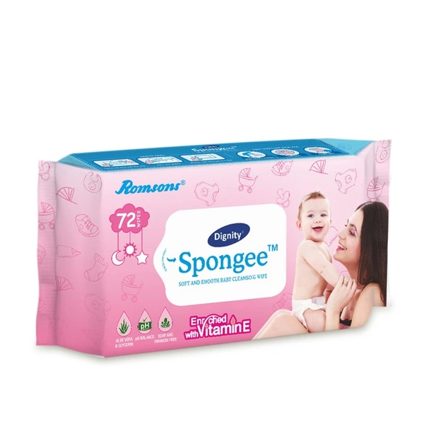Romson  Dignity Spongee Baby Wet Wipes72 Wipes/Pack - 75 Pcs