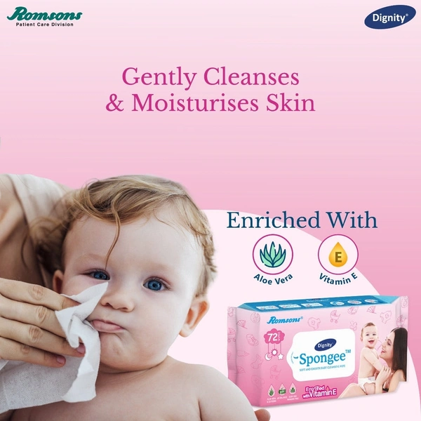 Romson  Dignity Spongee Baby Wet Wipes72 Wipes/Pack - 75 Pcs