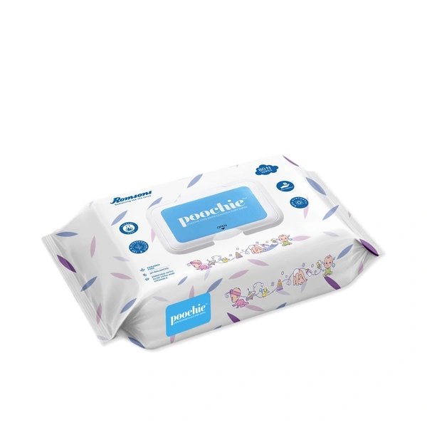Romson Dignity Poochie 100% Biodegradable Baby Wipes - 80 Wipes/Pack