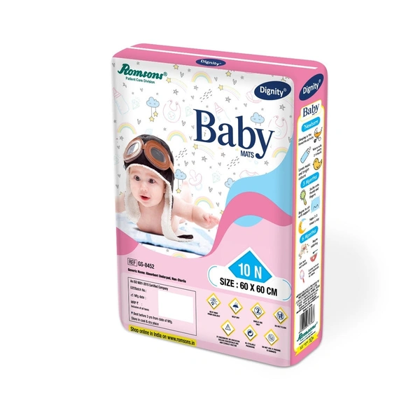 Romson Dignity Disposable Baby Changing Mats - 10Pcs/Pack