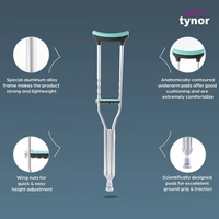 TYNOR AUXILIARY CRUTCH, SILVER, 1 PAIR - M