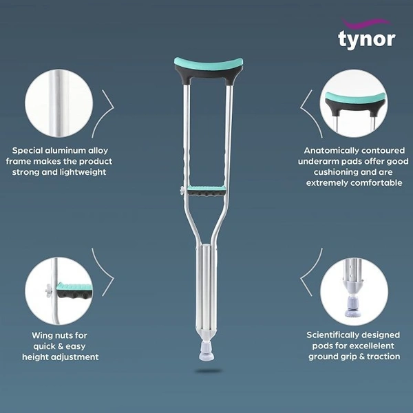 TYNOR AUXILIARY CRUTCH, SILVER, 1 PAIR - M