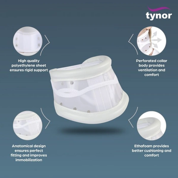 TYNOR CERVICAL COLLAR HARD ADJUSTABLE, WHITE, 1 UNIT - L
