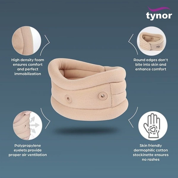 TYNOR CERVICAL COLLAR SOFT WITH SUPPORT, BEIGE, 1 UNIT - M