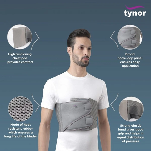 TYNOR CHEST BINDER, GREY, 1 UNIT - XL