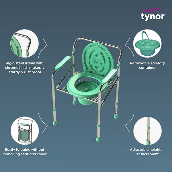 TYNOR COMMODE CHAIR, SILVER, 1 UNIT - UNI