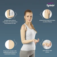 TYNOR COMPRESSION GARMENT ARM SLEEVE MITTEN WITH THUMB, BEIGE, 1 UNIT - L