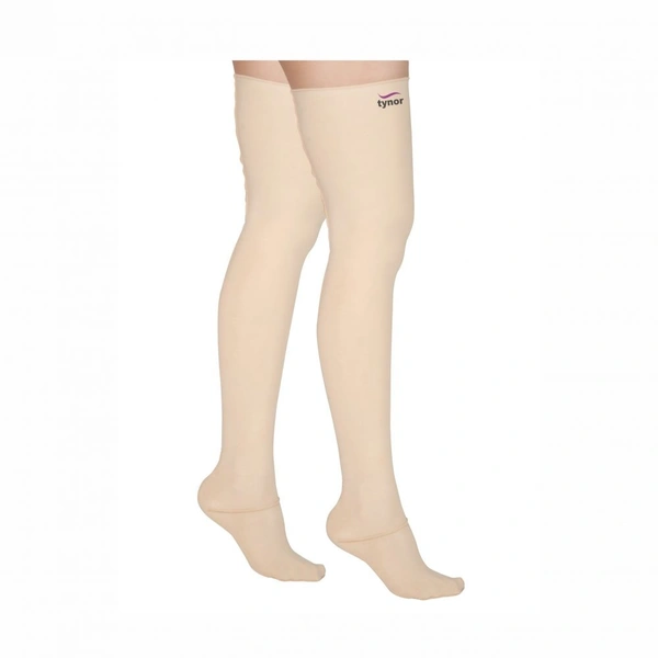 TYNOR COMPRESSION GARMENT LEG MID THIGH CLOSED TOE, BEIGE, 1 PAIR - L
