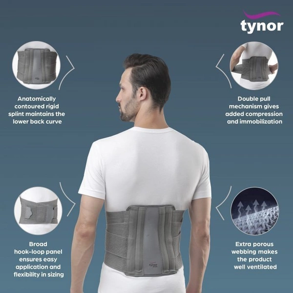 TYNOR CONTOURED L.S. SUPPORT, GREY, 1 UNIT - S