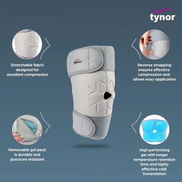 TYNOR COOL PACK KNEE WRAP, GREY, 1 UNIT - UNI