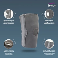 TYNOR ELASTIC KNEE SUPPORT, GREY, 1 UNIT - XL