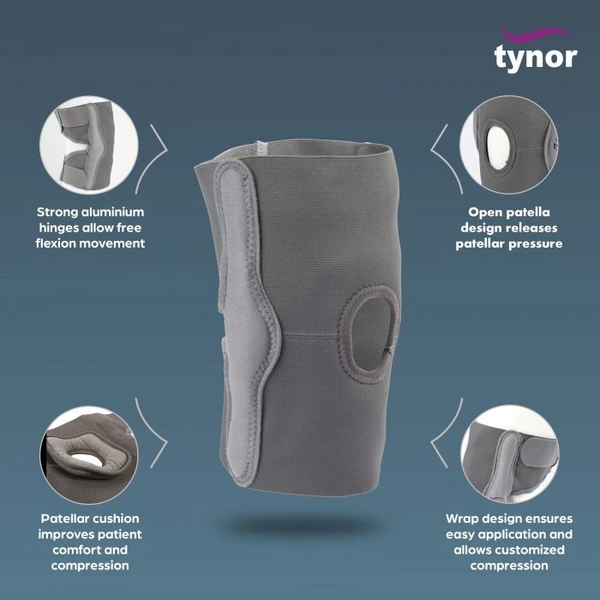 TYNOR ELASTIC KNEE SUPPORT, GREY, 1 UNIT - XL