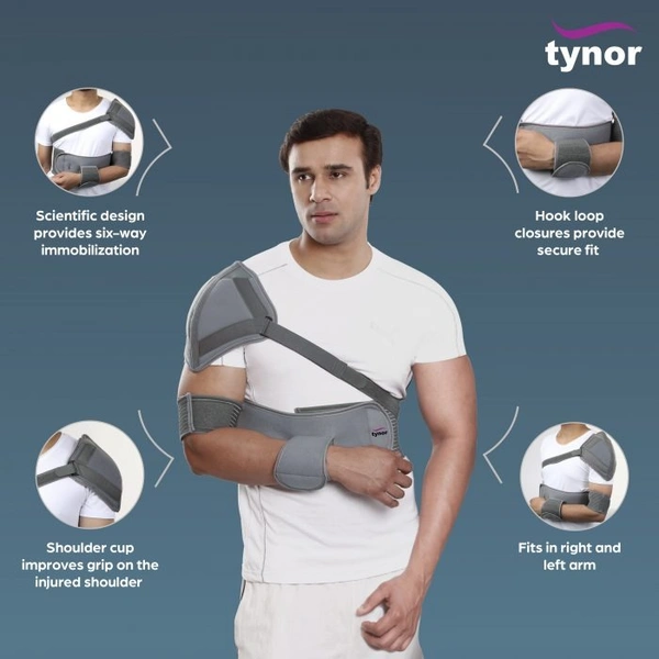 TYNOR ELASTIC SHOULDER IMMOBILISER, GREY, 1 UNIT - XL