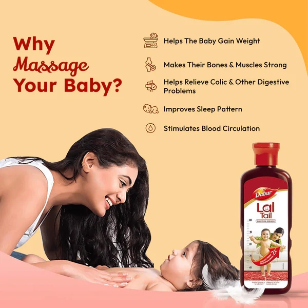 Dabur Lal Tail - Ayurvedic Baby Oil 2x Faster Physical Growth - 500 ml