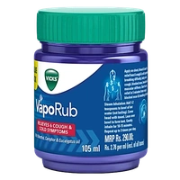 Vicks Vaporub Balm with Menthol, Camphor & Eucalyptus Oil | Relieves 6 Symptoms of Cough & Cold | Goodness of Ayurveda - 105 ml