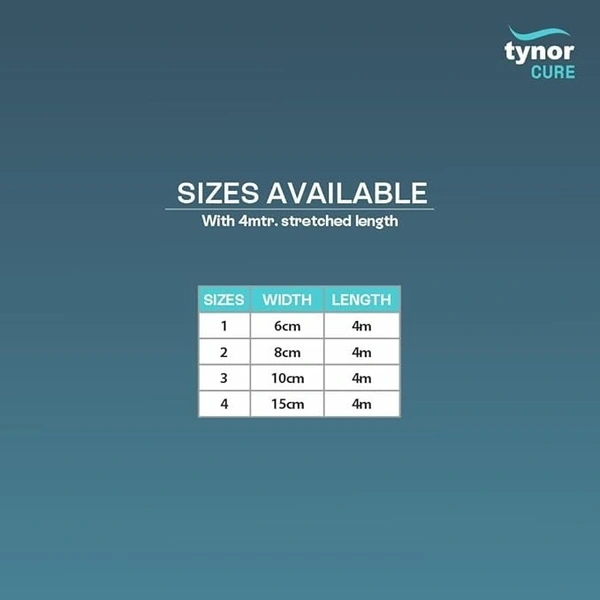 Tynor Tynocrepe cotton bandage, for Sports Injuries and First Aid | Versatile, Soft, and Stretchable | - 6cm x 4m