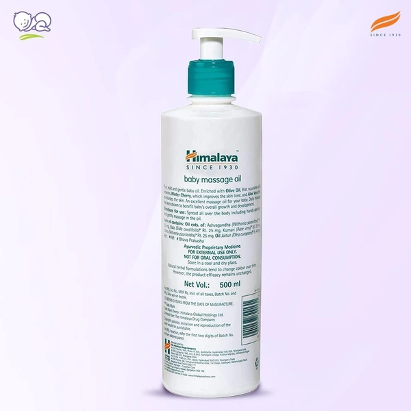 Himalaya Baby Massage Oil  for strong bones & muscles | with Vitamin E | No. 1 Doctor Prescribed - 500ml