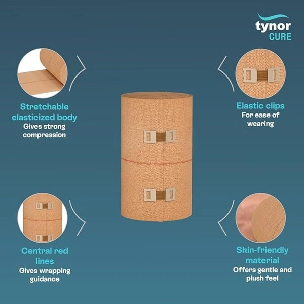 Tynor Tynocrepe cotton bandage, for Sports Injuries and First Aid | Versatile, Soft, and Stretchable | - 6cm x 4m