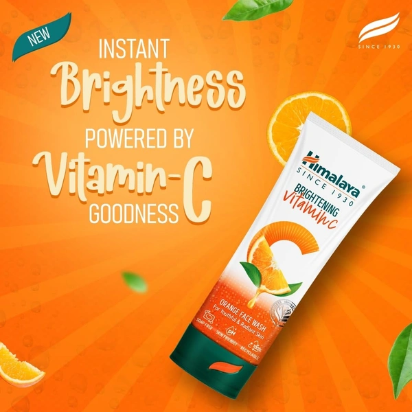 Himalaya  Himalaya Brightening Vitamin C Orange Face Wash | Brightening Face Cleanser | Remove Dull Skin | 100ml - 100ml