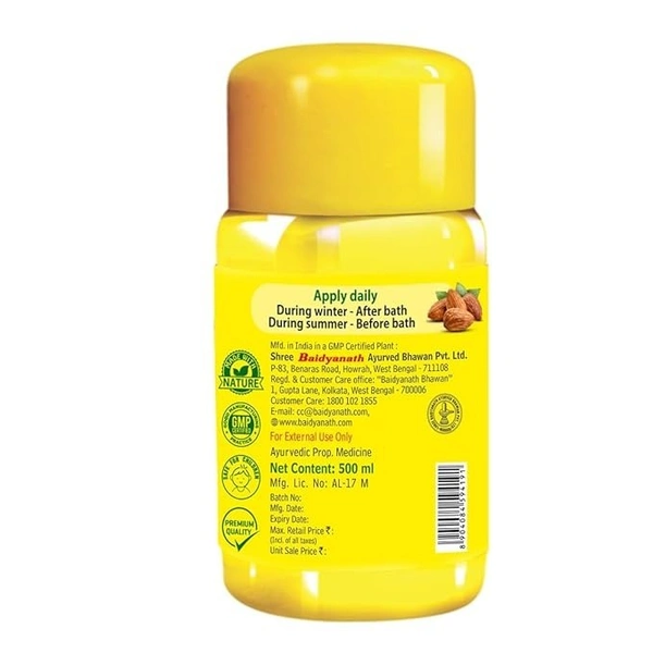 Baidyanath Moisturizing & Nourishing Body Oli Oil | Rich in Antioxidants & Vitamins for Deep Hydration, Skin Toning & Radiance | Reduces Fine Lines | 500 ml - 500 ml
