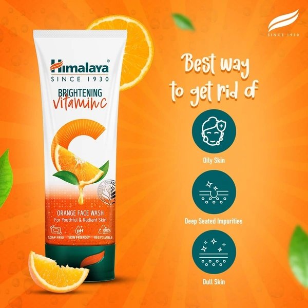 Himalaya  Himalaya Brightening Vitamin C Orange Face Wash | Brightening Face Cleanser | Remove Dull Skin | 100ml - 100ml