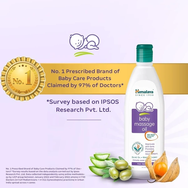 Himalaya Baby Massage Oil  for strong bones & muscles | with Vitamin E | No. 1 Doctor Prescribed - 500ml