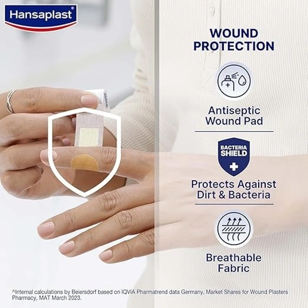 Hansaplast Antiseptic Regular Bandage for Cuts & Wounds,100 strips  - 100 strips