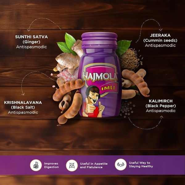 Dabur Hajmola Tasty Digestive Tablets (Imli Flavour) - 120 Tabs | Healthy, Tasty & Chatpata | Ayurvedic Tablets For Improved Digestion | Relief From Flatulence - 120 Tabs