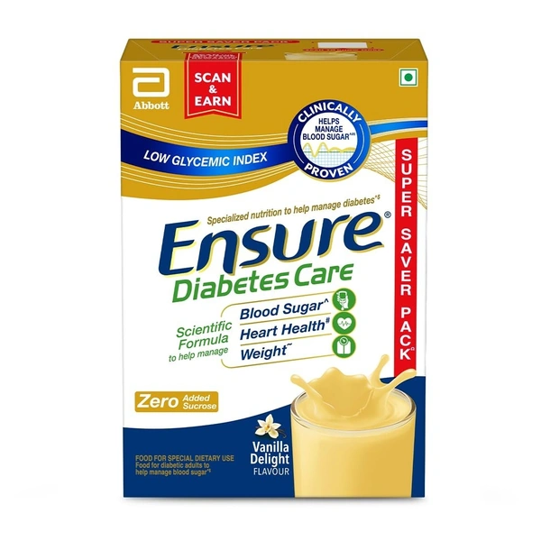 Ensure Diabetes Care Vanilla Powder with High Fiber, Protein & 36 Nutrients | Helps Manage Blood Sugar Levels in 4 weeks - 2 Kg