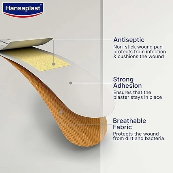Hansaplast Antiseptic Regular Bandage for Cuts & Wounds,100 strips  - 100 strips