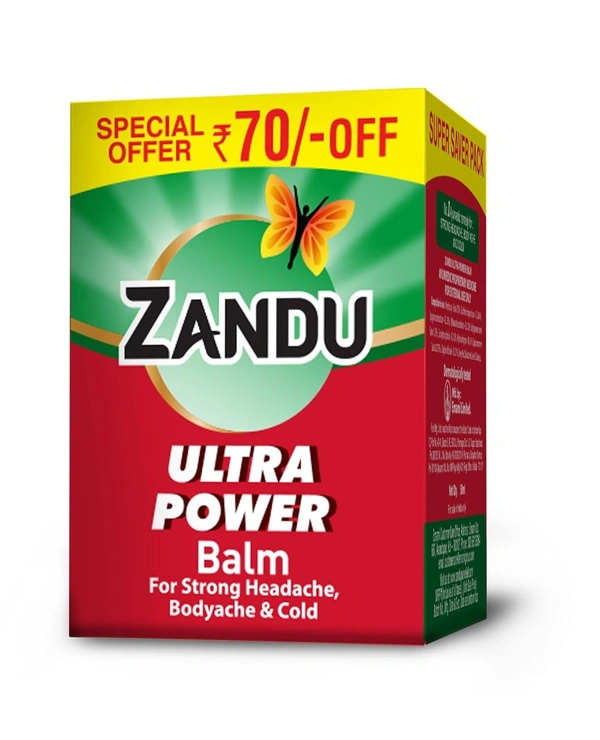 Zandu Ultra Power Balm | For Pain Relief from Strong Headache, Bodyaches & Cold | Bone, Joint & Muscle Care | 50 ML - 50ml
