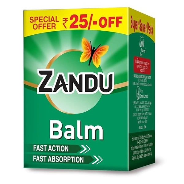 Zandu Balm | Effective relief from Headache, Body Pain, Sprain and Cold | No. 1 Ayurvedic Balm for Quick Pain Relief - 25ml