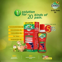 Zandu Ortho Vedic Oil | Ayurvedic Oil for Relief from Knee and Joint Pain,Muscle Pain, Osteoarthritis Visible Improvement in 7 days - 120ml