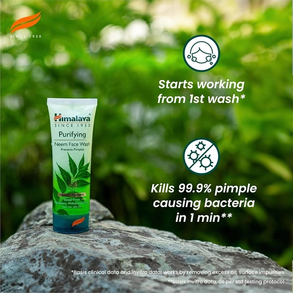 Himalaya Purifying Neem Face Wash|Clinically proven to fight against acne and pimples|Gently cleanses|100% naturally derived Neem|Works from 1st wash|For both men and women|100 ml - 100 ml