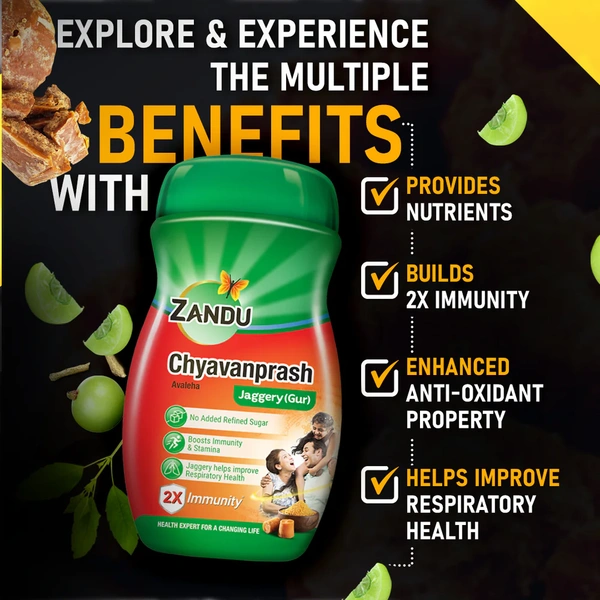 Zandu Avaleha Jaggery Chyawanprash with Jaggery for 2x Immunity - 900 gm
