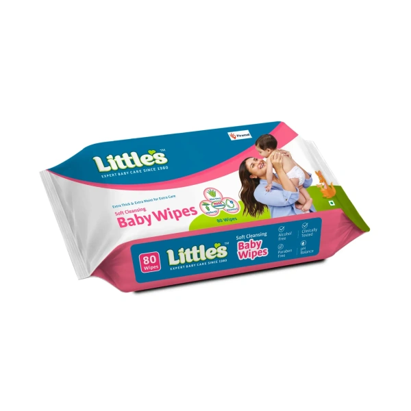 Little's  Little's Soft Cleansing Baby Wipes | Contains Aloe Vera & Jojoba Oil -80 wipes - Pack of 10 x 80 Wipes, 80 Wipes