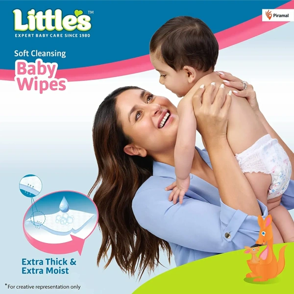 Little's  Little's Soft Cleansing Baby Wipes | Contains Aloe Vera & Jojoba Oil -80 wipes - Pack of 10 x 80 Wipes, 80 Wipes