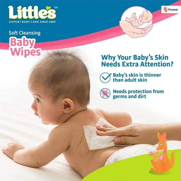Little's  Little's Soft Cleansing Baby Wipes | Contains Aloe Vera & Jojoba Oil -80 wipes - Pack of 10 x 80 Wipes, 80 Wipes