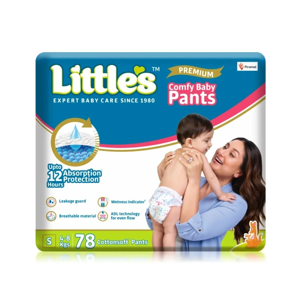  Little's Little's Comfy Baby Pants | Baby Diaper | Cotton Soft Pants - 78 Units, Small