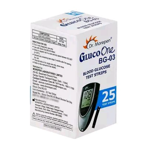 Dr Morepen Gluco Onebg 03 Blood Glucose Test Strip Box Of 25 No'S - 25 Nos