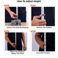 Avanti L Shape Quadripod Stick | Walking Stick with Adjustable Height | Light Weight | 4 Legged Base (Grey)