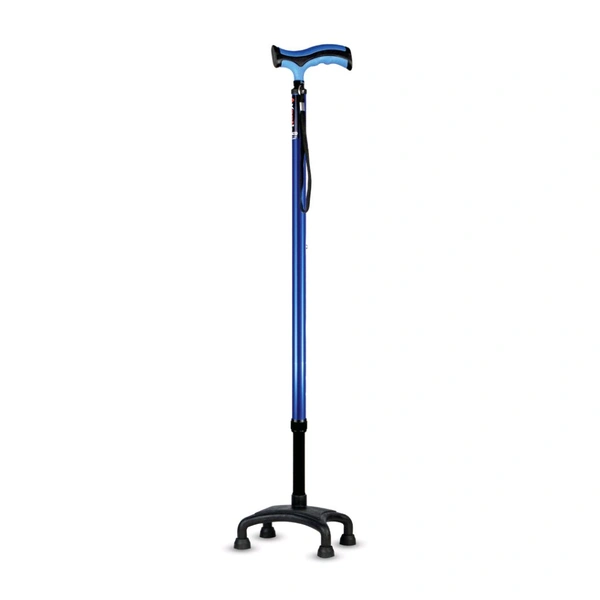 Avanti Plus - T Shape Aluminum Quadripod Stick | Lightweight Walking Stick | Adjustable Height| 4 Legged base 