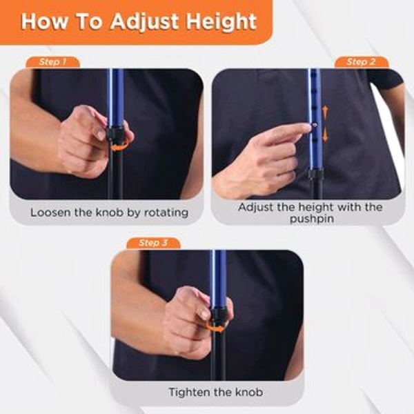 Avanti Plus - T Shape Aluminum Quadripod Stick | Lightweight Walking Stick | Adjustable Height| 4 Legged base 