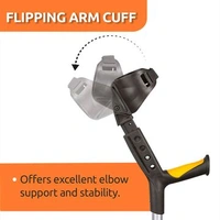 Astra Plus Crutch with Height Adjustable Elbow Support & Movable Arm Cuff, Light Weight- Single Piece
