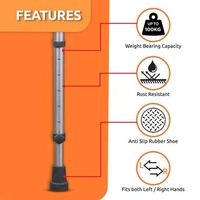 Astra Plus Crutch with Height Adjustable Elbow Support & Movable Arm Cuff, Light Weight- Single Piece