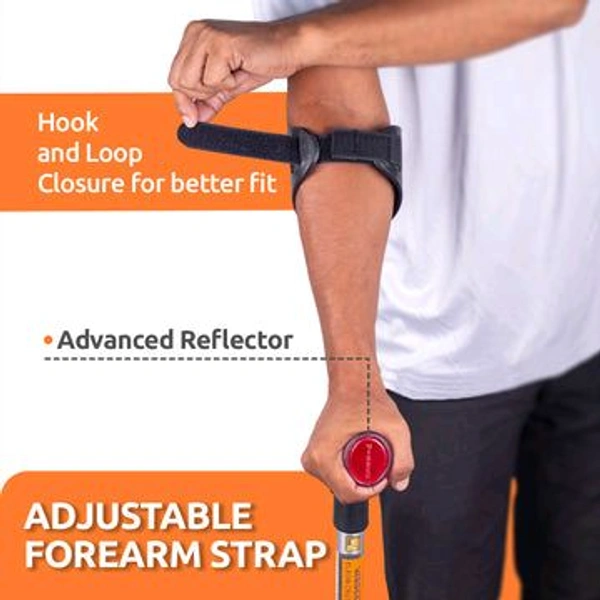Astra Plus Crutch with Height Adjustable Elbow Support & Movable Arm Cuff, Light Weight- Single Piece