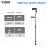 Astra Plus Elbow Crutches With Height Adjustable & Movable Elbow Support, Light Weight, PVC grip Handle