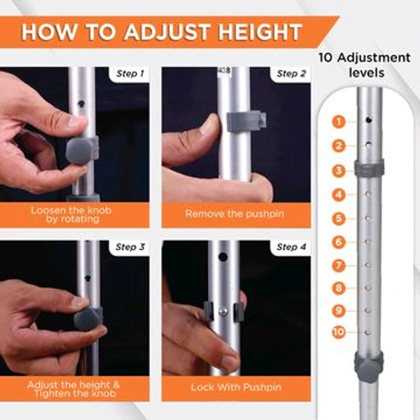 Champ Max Elbow Crutch for Physically Challenged With Adjustable Height & Movable Elbow Support, Light Weight