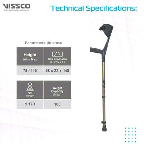 Champ Max Elbow Crutch (Fixed Handle) for Physically Challenged | Light Weight & Adjustable Height